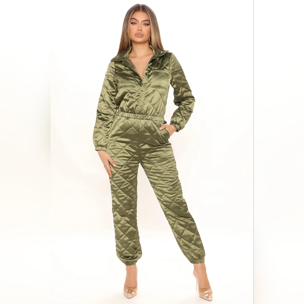 Olive Satin Jumpsuit